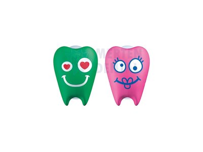 Flipper Zoubky tmavě růžový, tmavě zelený krytky na zubní kartáčky 2 ks