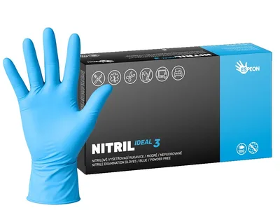 Nitrilové rukavice NITRIL IDEAL3 100 ks, nepudrované, modré, 3.5 g