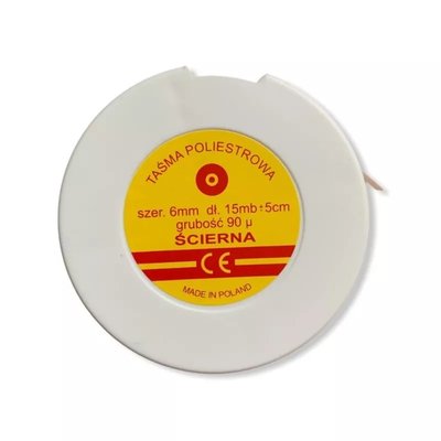 Taśma poliestrowa ścierna szerokość 6mm krążek 15mb