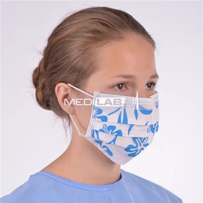 Ústenky 3vrstvá s gumičkou - modré květy 50ks