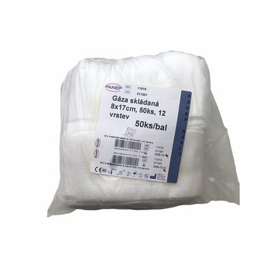 Gáza hydrofilní skládaná 8 x 17 cm, 50 ks v balení