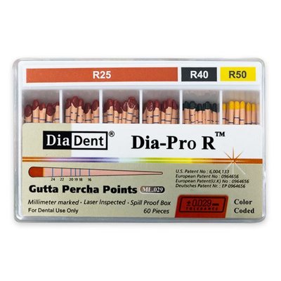 Gutaperčové čepy DiaDent DiaPro Recipro R25-50 sortiment