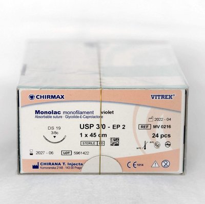 MONOLAC monofilament vstrebateľné šitie - prírodná farba, 24ks