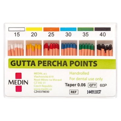 Čepy gutaperč. kužel set 0,06 015-040, 60 ks