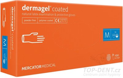 MERCATOR Dermagel Coated latexové vyšetřovací rukavice M (7-8), bílé, 100ks