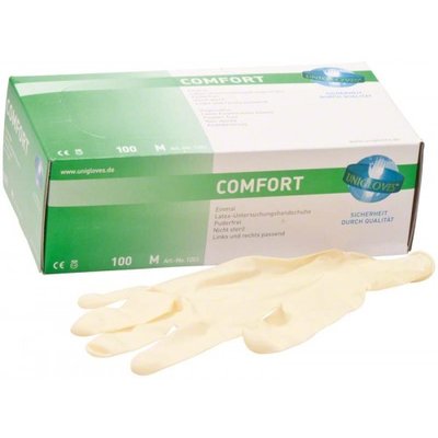 Rukavice Unigloves Comfort M bez pudru, nesterilní, latexové, hypoalergenní, 100 ks