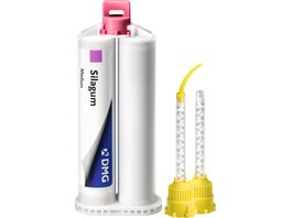 Silagum Medium - Packung 2 x 50 ml Doppelkartusche, 12 Automix-Tips, 12 Intraoral-Tips