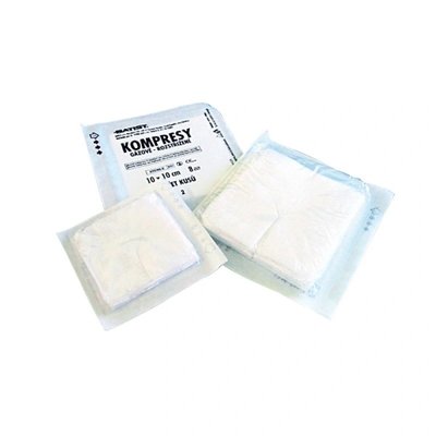 Kompresy z gázy I.V., 17/8vrstev, 10 x 10 cm, sterilní - 10 ks