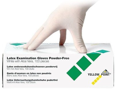 YELLOW POINT Rukavice latex nepudr AloeVera bílé