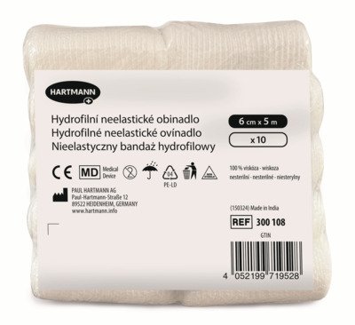 Obinadlo hydrofilní 6 cm × 5 m nesterilní, pletené (baleno po 10 ks)