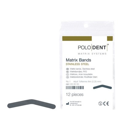 Polodent Matricové pásky Tofflemire - tenké č. 15, 0,05 mm, 12 ks