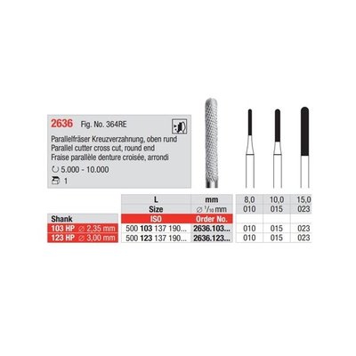 Fréza paralelní, křížový břit 2636.010