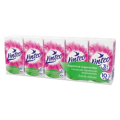 Papírové kapesníky Linteo 3-vrstvé, 10 x 10 ks