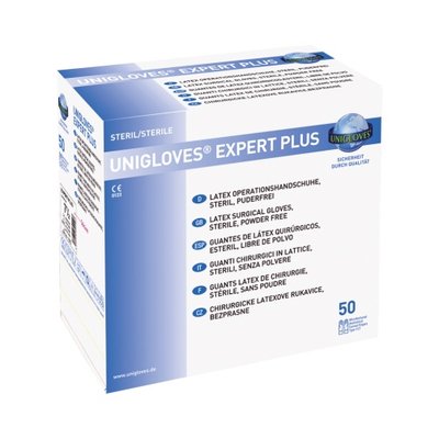 Unigloves Rukavice Expert Plus latexové bez pudru sterilní č.6, 50 párů