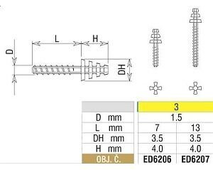 Edenta kořenové čepy Head Master Titanium 6206
