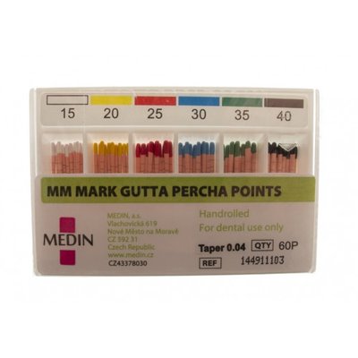 Čepy gutta percha kužel 0.06 025; kalibrované