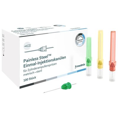 Medmix Transcodent Painless Steel® Jednorázové Karpulové Injekční Jehly G27 0,4 x 42mm Žlutá 100ks