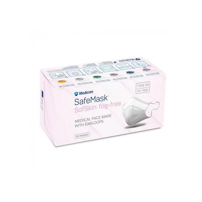 Ústenky operační SafeMask Sofskin, fog-free, 4 vrstvé s gumičkou, 50 ks