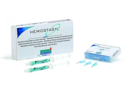Hemostasyl Kit - materiál pro zastavení krvácení před otiskem stříkačka
