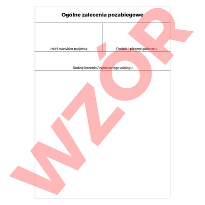 Zalecenia pozabiegowe 50 szt.