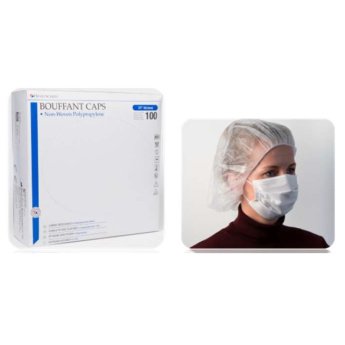 HS-Ochranná čepice modrá jednorázová Bouffant Cap Blue Poly (53cm) 100 ks