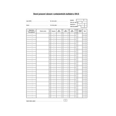 Denní pracovní záznam v amb. sl. SVl 100ks