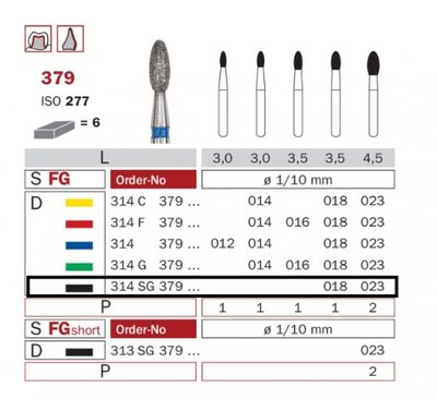 Diaswiss 379 černá, 6ks/balení - 018 mm