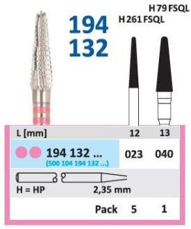 HORICO tvrdokovová fréza - kónus zaoblený 4,0 mm