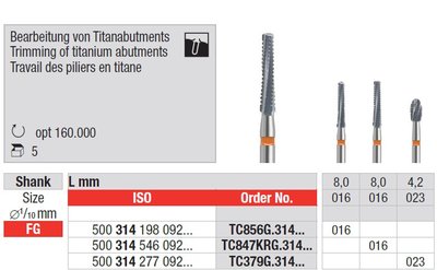 Edenta Nástroje na intraorálne opracovanie titánových abutmentov - 5 ks