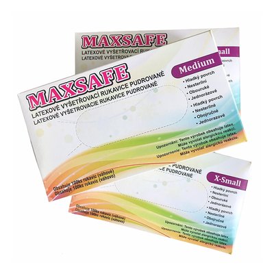Vyšetřovací rukavice Maxsafe latex, pudrované, 100 ks - XS