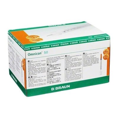 Inzulinová stříkačka Omnican s jehlou 50-50 I.U./0,5 ml 30G 0,30 x 12 mm, inzulin 0,5 ml, 100 ks