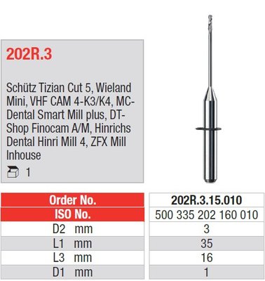 Edenta Lab 202R.3 a 203R.3 - CAD/CAM nástroje - 1 ks