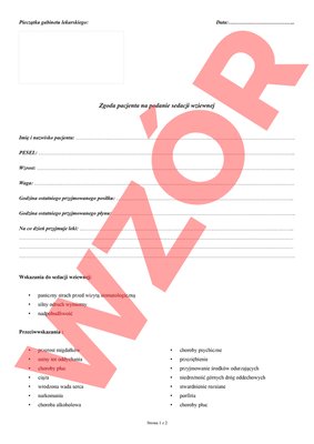 Zgoda pacjenta na podanie sedacji wziewnej 50 szt.