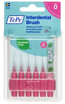 TePe Original mezizubní kartáčky z bioplastu 0,4 mm, růžové, 6 ks