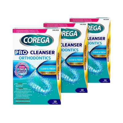 Corega Pro Cleanser Orthodontics čisticí tablety 3x30 ks