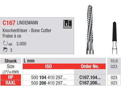 Edenta C167 - chirurgické karbidové nástroje, Lindemann bone cutter - 3 ks