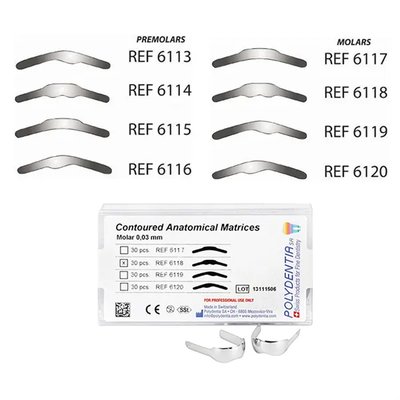 Matrice anatom. kov premolar 0,03mm, 30ks - 6114