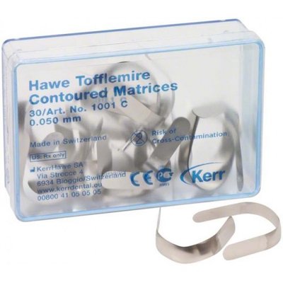 Hawe Neos profilované Tofflemire kovové matrice 0,05 mm, 30 ks