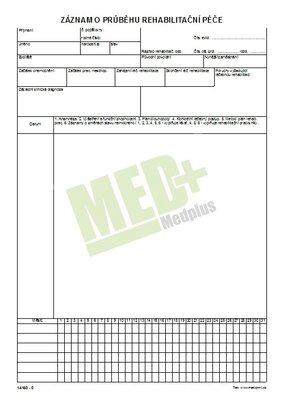 Záznam o průběhu rehabilitační péče - A4