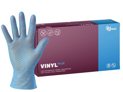 Vinylové rukavice VINYL PLUS 100 ks, nepudrované, modré, 5.0 g - Velikost: S