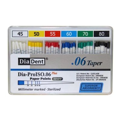 DiaDent Papírové Čepy MMPP 02Taper Sortiment ISO45-80 200ks