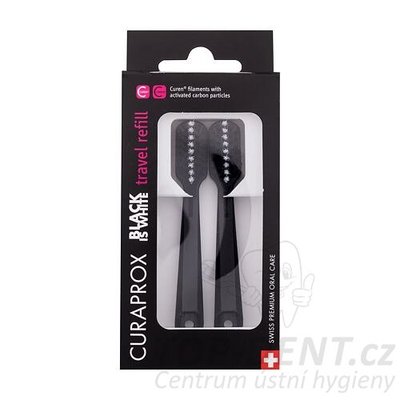 Curaprox Travel set Black is White - náhradní hlavice, 2ks