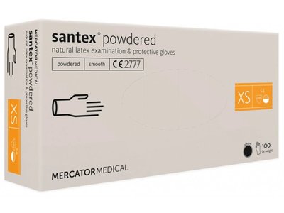 Vyšetřovací latexové rukavice SANTEX, pudrované, 100ks - Velikost: M