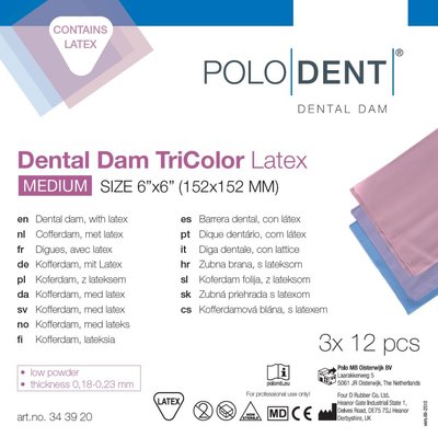 POLODENT kofferdamové blány TriColor latex. medium