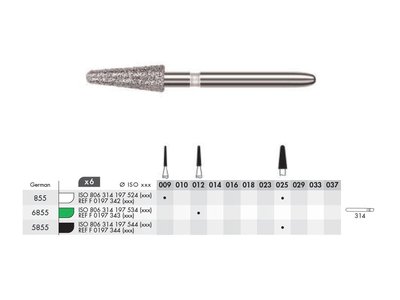 Diamant - kónický zakulacený FG (6ks) - Velikost: F019734202500