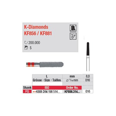 Edenta K-Diamantový brousek KF856 FG 016 1ks (červený)