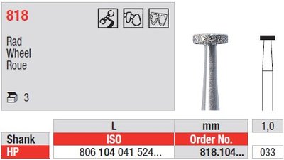 Edenta Lab 818 - Wheel, diamantový nástroj - 3 ks