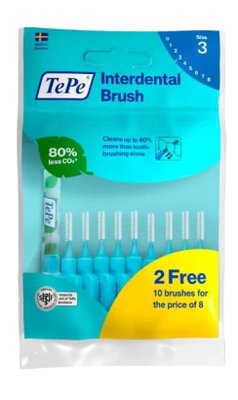 TePe Original mezizubní kartáčky z bioplastu 0,6 mm, modré, 8+2 ks zdarma