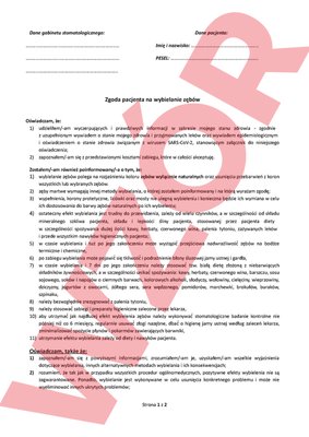 Zgoda pacjenta na wybielanie zębów 50 szt.