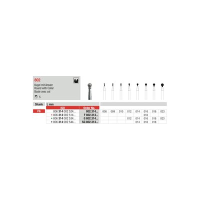 Edenta diamantový brousek SG802 kulička s límcem FG 018 1ks (černý)